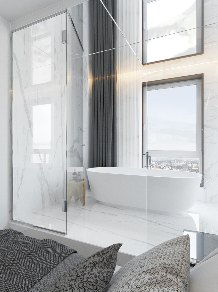 Интерьер ванной в стиле лофт и модернизме
