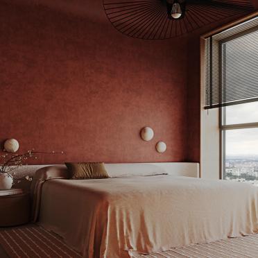 Интерьер спальни с жалюзи и дверными жалюзи  смотреть на Basicdecor