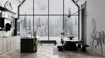 Интерьер ванной и гостиной  смотреть на Basicdecor