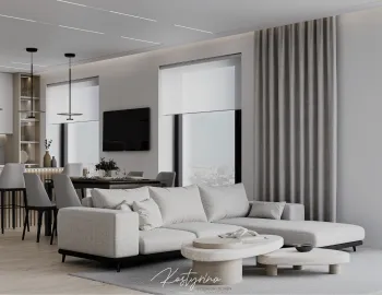 Интерьер гостиной с жалюзи  смотреть на Basicdecor