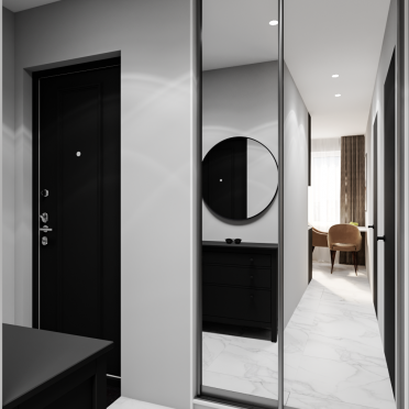 Интерьер коридора с зеркалом на двери  смотреть на Basicdecor