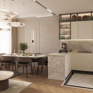 Интерьер кухни с нишей с подсветкой и с подсветкой  смотреть на Basicdecor