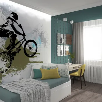 Интерьер детской и спальни c рабочим местом  смотреть на Basicdecor