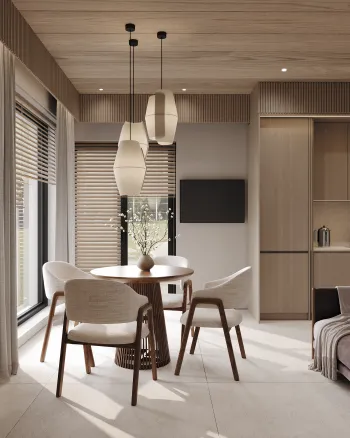 Интерьер гостиной с жалюзи  смотреть на Basicdecor