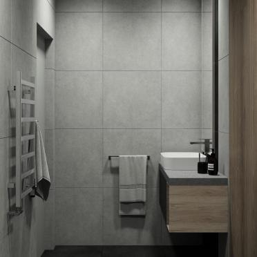Интерьер ванной с душевой из плитки  смотреть на Basicdecor
