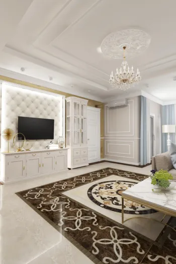 Интерьер гостиной с каретной стяжкой в неоклассике и барокко смотреть на Basicdecor