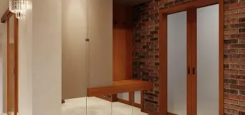 Интерьер прихожей с проходной и зеркалом на двери  смотреть на Basicdecor
