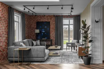 Интерьер гостиной в стиле лофт смотреть на Basicdecor