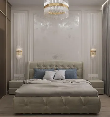 Интерьер спальни cветильниками над кроватью  смотреть на Basicdecor