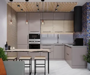 Интерьер кухни с без окна в современном стиле смотреть на Basicdecor