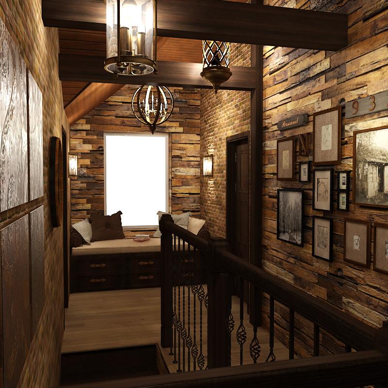 Интерьер коридора с в деревянном доме