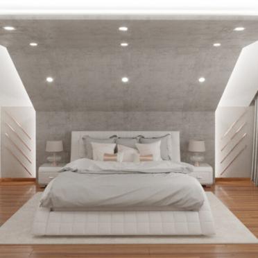 Интерьер спальни cветильниками над кроватью и с подсветкой  смотреть на Basicdecor