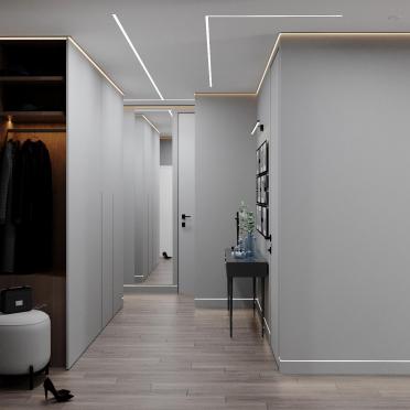 Интерьер cветовыми линиями и с подсветкой  смотреть на Basicdecor