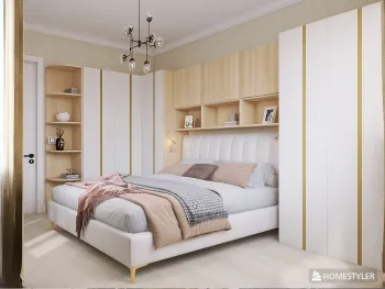 Интерьер спальни с шкафом над кроватью  смотреть на Basicdecor