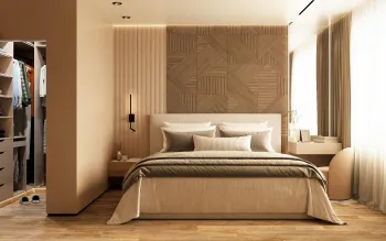 Интерьер спальни cветильниками над кроватью  смотреть на Basicdecor