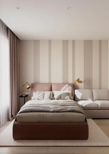 Интерьер спальни cветильниками над кроватью  смотреть на Basicdecor