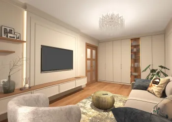 Интерьер гостиной c подсветкой  смотреть на Basicdecor
