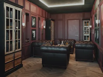 Интерьер кабинета c подсветкой в классическом стиле смотреть на Basicdecor