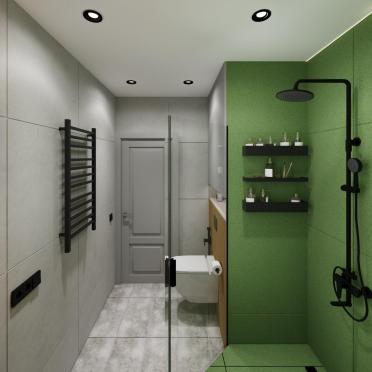 Интерьер ванной с душевой из плитки  смотреть на Basicdecor