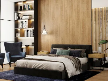 Интерьер спальни cветильниками над кроватью  смотреть на Basicdecor