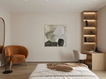 Интерьер кабинета с картинами над камином  смотреть на Basicdecor