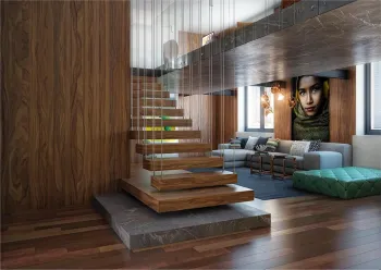 Интерьер с лестницей в современном стиле смотреть на Basicdecor