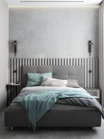 Интерьер спальни cветильниками над кроватью  смотреть на Basicdecor