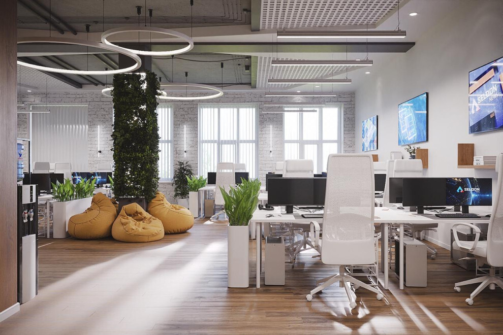 Интерьер офиса с open space в современном стиле