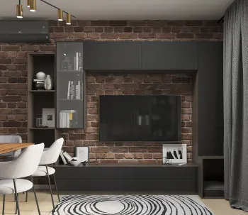 Интерьер гостиной в стиле лофт смотреть на Basicdecor