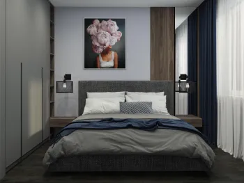 Интерьер спальни cветильниками над кроватью  смотреть на Basicdecor