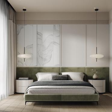 Интерьер спальни cветильниками над кроватью  смотреть на Basicdecor