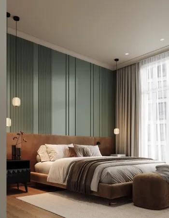 Интерьер спальни cветильниками над кроватью  смотреть на Basicdecor