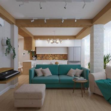 Интерьер гостиной с балконом в современном стиле и эко смотреть на Basicdecor