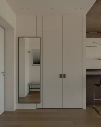 Интерьер прихожей с зеркалом на двери  смотреть на Basicdecor