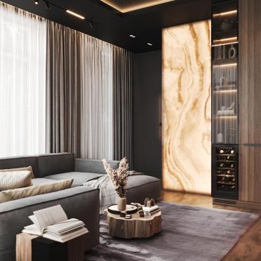 Интерьер гостиной c подсветкой  смотреть на Basicdecor