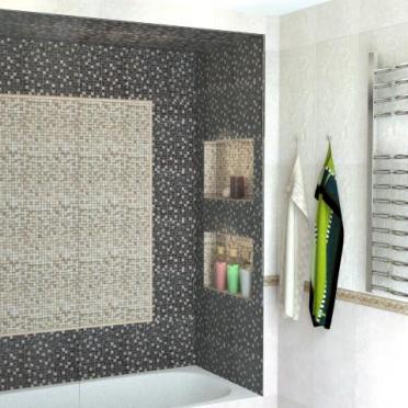 Интерьер ванной с душевой из плитки  смотреть на Basicdecor