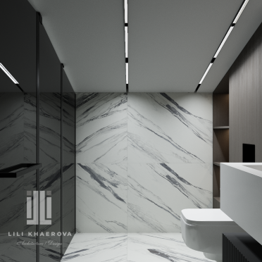 Интерьер ванной cветовыми линиями и с подсветкой  смотреть на Basicdecor
