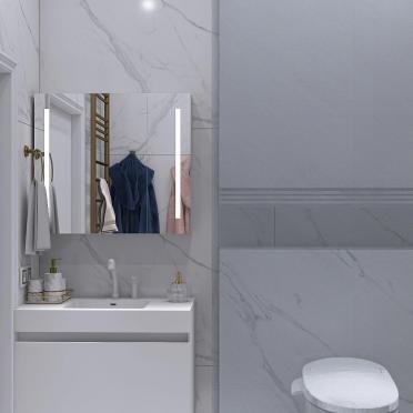Интерьер ванной с зеркалом на двери  смотреть на Basicdecor
