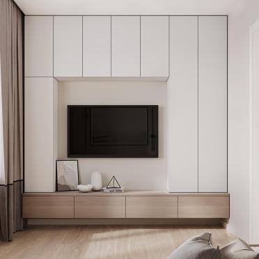 Интерьер кабинета с телевизором на стене и нишей для телевизора  смотреть на Basicdecor