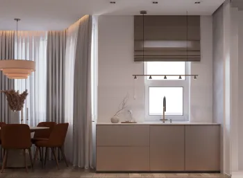 Интерьер кухни с жалюзи  смотреть на Basicdecor