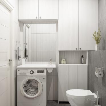Интерьер ванной с постирочной в современном стиле смотреть на Basicdecor