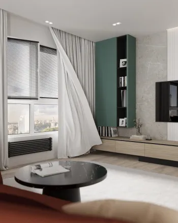 Интерьер гостиной с жалюзи  смотреть на Basicdecor