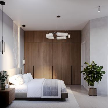 Интерьер спальни cветильниками над кроватью  смотреть на Basicdecor