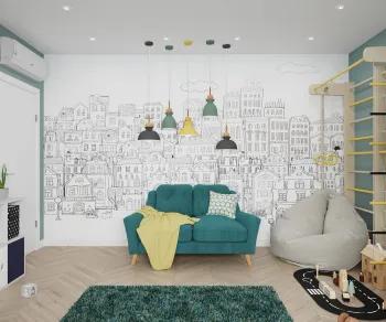 Интерьер гостиной и детской с для девочки  смотреть на Basicdecor