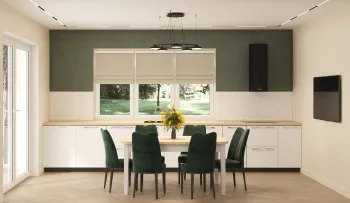 Интерьер кухни с жалюзи и дверными жалюзи  смотреть на Basicdecor