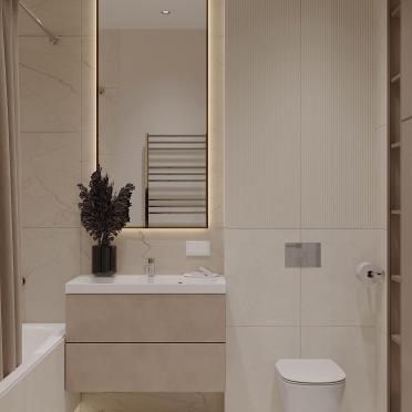 Интерьер ванной с зеркалом на двери  смотреть на Basicdecor