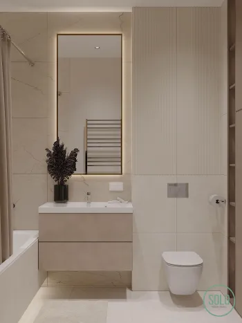 Интерьер ванной с зеркалом на двери  смотреть на Basicdecor