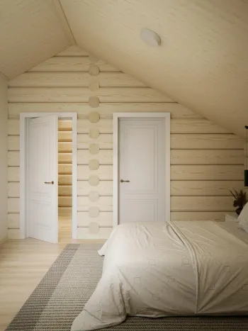 Интерьер спальни с в деревянном доме  смотреть на Basicdecor