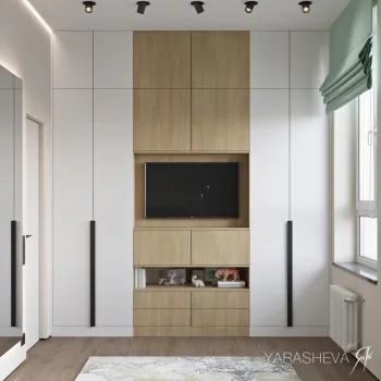 Интерьер гостиной с нишей для телевизора  смотреть на Basicdecor