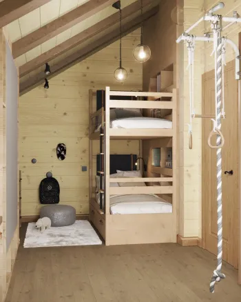 Интерьер детской c антресолью и двухъярусной кроватью  смотреть на Basicdecor